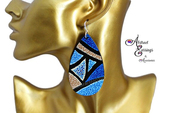DC Designs Orecchini Lunghi A Goccia In Rame Stratificato - Gioiello Artistico Unico Blu E Verde Fatto A Mano