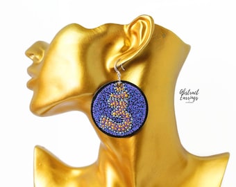 Anja Third Eye Chakra Earrings - Hand Painted Reiki Dangles - Unique Yoga Meditation Art Gift