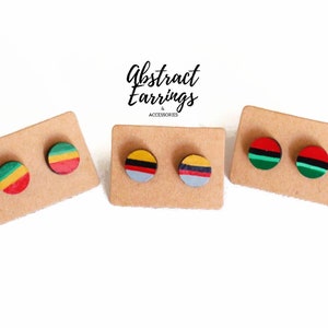 Afrocentric Stud Earrings: Hand-Painted Wood, African Jewelry Set