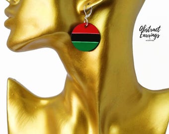 Hand Painted Afrocentric Dangle Earrings: Unique Afro Pan African Fashion