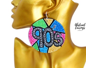 90s Baby Custom Earrings - Womens 90s Birthday Gift - 90s Costume Party - 90s Fashion Accessories - Hand Painted - One of a Kind Gift