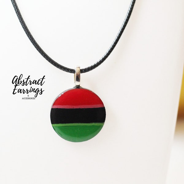 African Flag Pendant Necklace - Juneteenth Celebration Fashion - Unisex Afrocentric Charm - Gift for Him Her - by Abstract Earrings