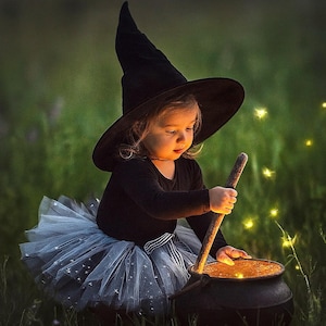 Sparkly Black & White Tutu Skirt for Witch Costume - Girls Halloween Tutu Skirt - Fluffy Full Tutus for Girls - Ghost Tutu Costume