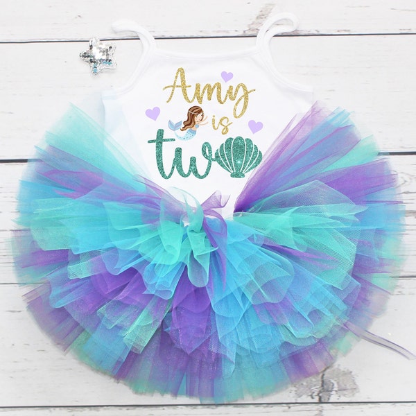Personalised Baby Girls 2nd Birthday Outfit Mermaid Outfit Mermaid Birthday 2nd Birthday First Birthday Two Cake Smash Outfit Under the Sea