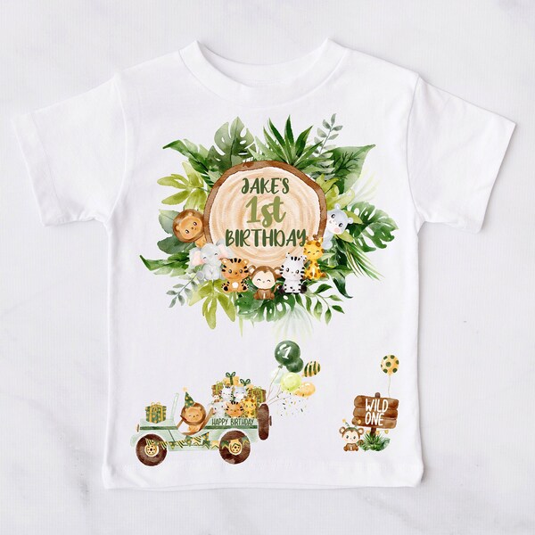 Personalised Boys 1st Birthday Jungle T-Shirt