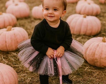 Black & Pink Halloween Tutu Skirt, Baby Witch Costume