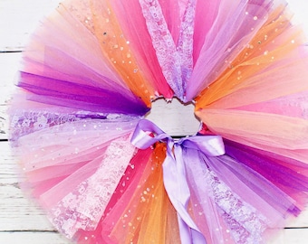 Halloween Tutu, Halloween Rainbow Tutu, Bright Tutu, Orange & Pink Tutu, Baby Girls Tutu, Tutu Skirt, Orange Pink Purple, Witch Costume