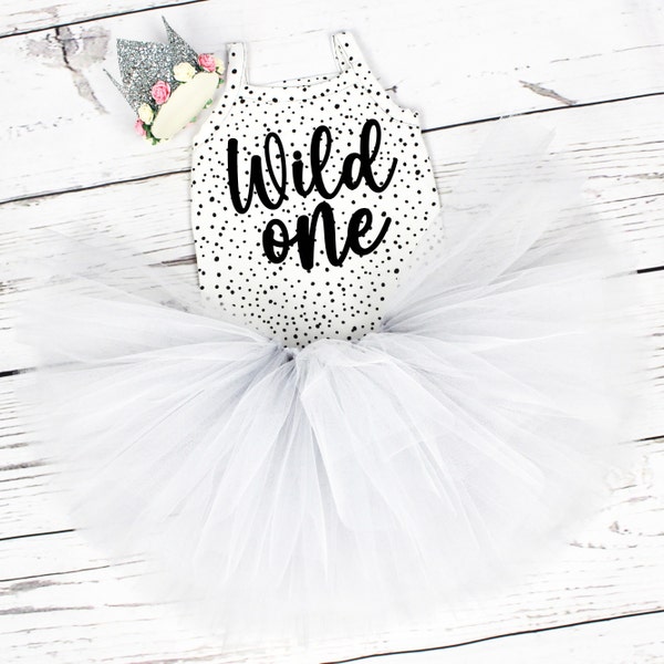 Baby Girls Wild One Tutu Outfit, Wild & One Cake Smash, Dove Grey Tutu, Pastel Tutu Outfit for Baby Girls First Birthday, 1st Birthday Girl