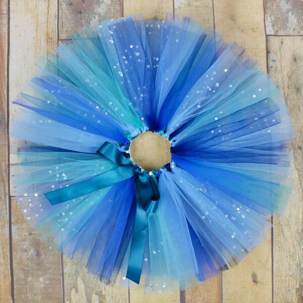 Blue Sparkly Tutu Skirt for Girls Birthday Cake Smash Photoshoot or Party Gift for Sister or Granddaughter Royal Teal Green Ocean Mermaid