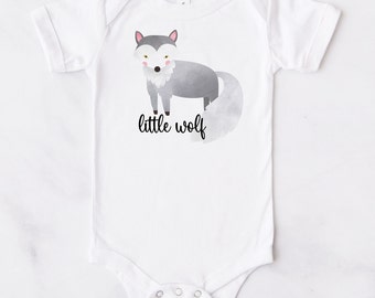 Baby Wolf Bodysuit, Little Wolf Print, Baby Boy Bodysuit, Baby Girl Bodysuit, Baby Shower Gift, Coming Home, Wolf Print, Woodland Theme