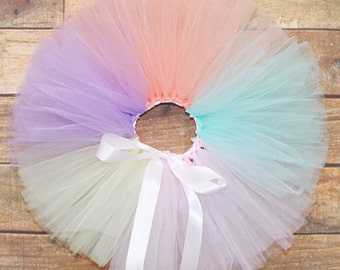 Unicorn Tutu, Bright Tutu, Bright Pastel Tutu, Rainbow Tutu, Baby Girls Tutu, Birthday Tutu Skirt, Pastel Rainbow, Dressing Up Costume