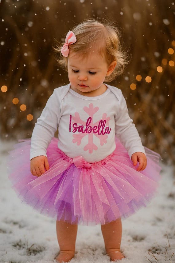 Girly Winter Wonderland Outfit for Girls - Personalised Pink Snowflake Tutu  Set - Etsy