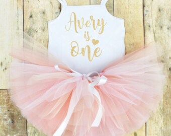 Personalised Baby Girls First Birthday Tutu Set, Peach & Pink 1st Birthday Tutu Outfit, Coral First Birthday Tutu Outfit, Cake Smash Outfit