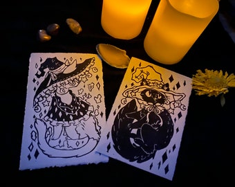 Magical Cats [Editioned Linocut]