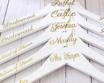 Set of 10 Wedding Hangers | Bridal Hanger Gift | Bridal Party Gift | Bridal Hanger | Custom Wedding Hangers | Bridesmaid Hanger