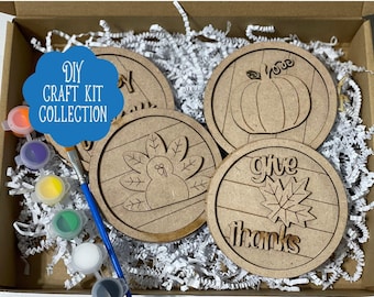 Thanksgiving Wooden Craft Kit, Fall Colors, DIY Toddler Activity