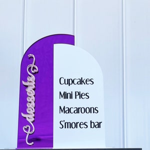 Dessert Bar, Dessert Bar for Wedding, Dessert Bar for Party, Dessert Bar Sign, Dessert Bar Menu, Dessert Sign Wedding, Acrylic Wedding Sign