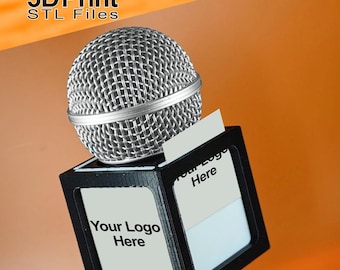 Mic Microphone customizable Flag STL 3D print Files