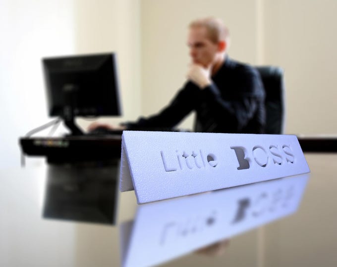 Little Boss 3D Printed Desk Name Plate – White PLA Office Sign