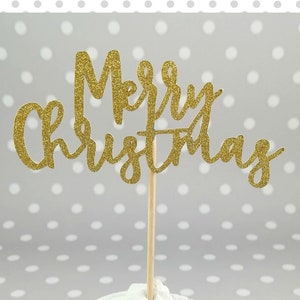 Merry Christmas Cupcake Toppers Modern Style With/without - Etsy