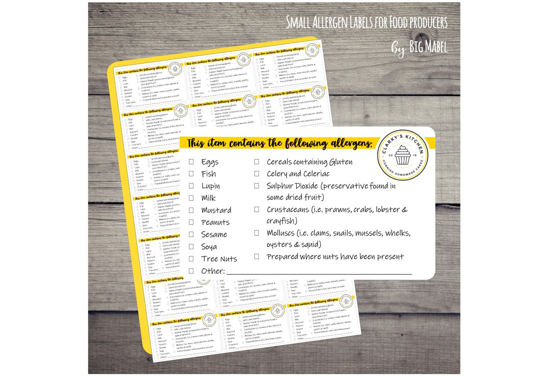 Small Personalised Allergen Labels for Cake Makers Broad - Etsy