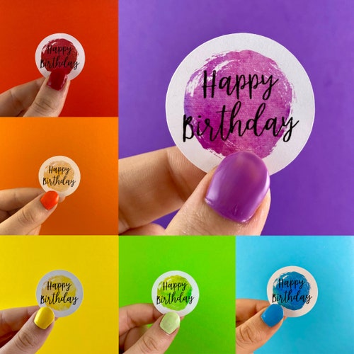 Happy Birthday Stickers 1 Inch Available in Different Etsy