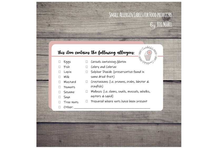 small personalised allergen labels for cake makers single etsy