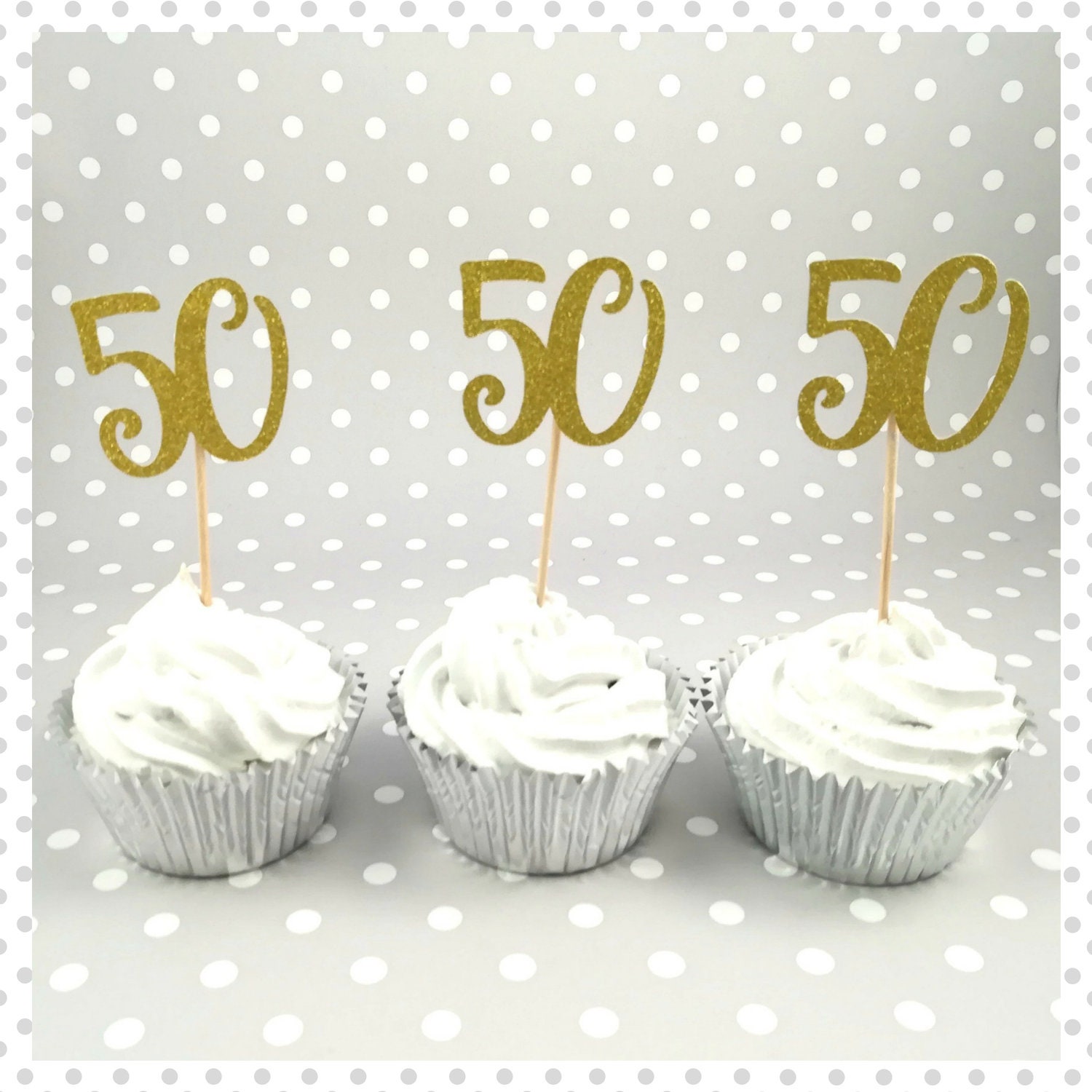 50th Wedding Anniversary Cupcake Toppers Etsy