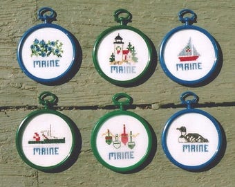 Six Maine Ornaments Counted Cross Stitch Pattern or Kit