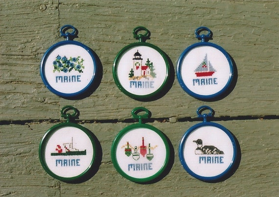Six Maine Ornaments Counted Cross Stitch Pattern or Kit