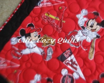 Cute Mickey Mouse Saint Louis Cardinals Baseball Baby Quilt 