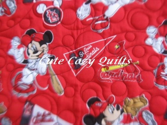Cute Mickey Mouse Saint Louis Cardinals Baseball Baby Quilt 