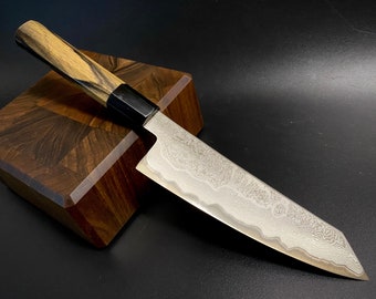 BUNKA Küchenmesser im japanischen Stil, 160 mm, Damaskus-Edelstahl, Werk des Autors, Einzelexemplar.