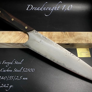 CHEF 240 mm, Best Kitchen Knife French Style, San Mai Steel, Author's work, Single copy.