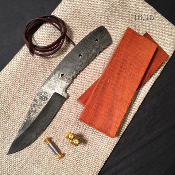 Damascus steel billet for knife classic wood 2 blank for Etsy
