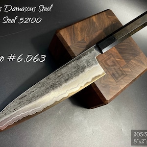 GYOTO Forged Kitchen Knife, 205 mm, Stainless Damascus Steel + 52100 Centre. Custom made for the customer only.