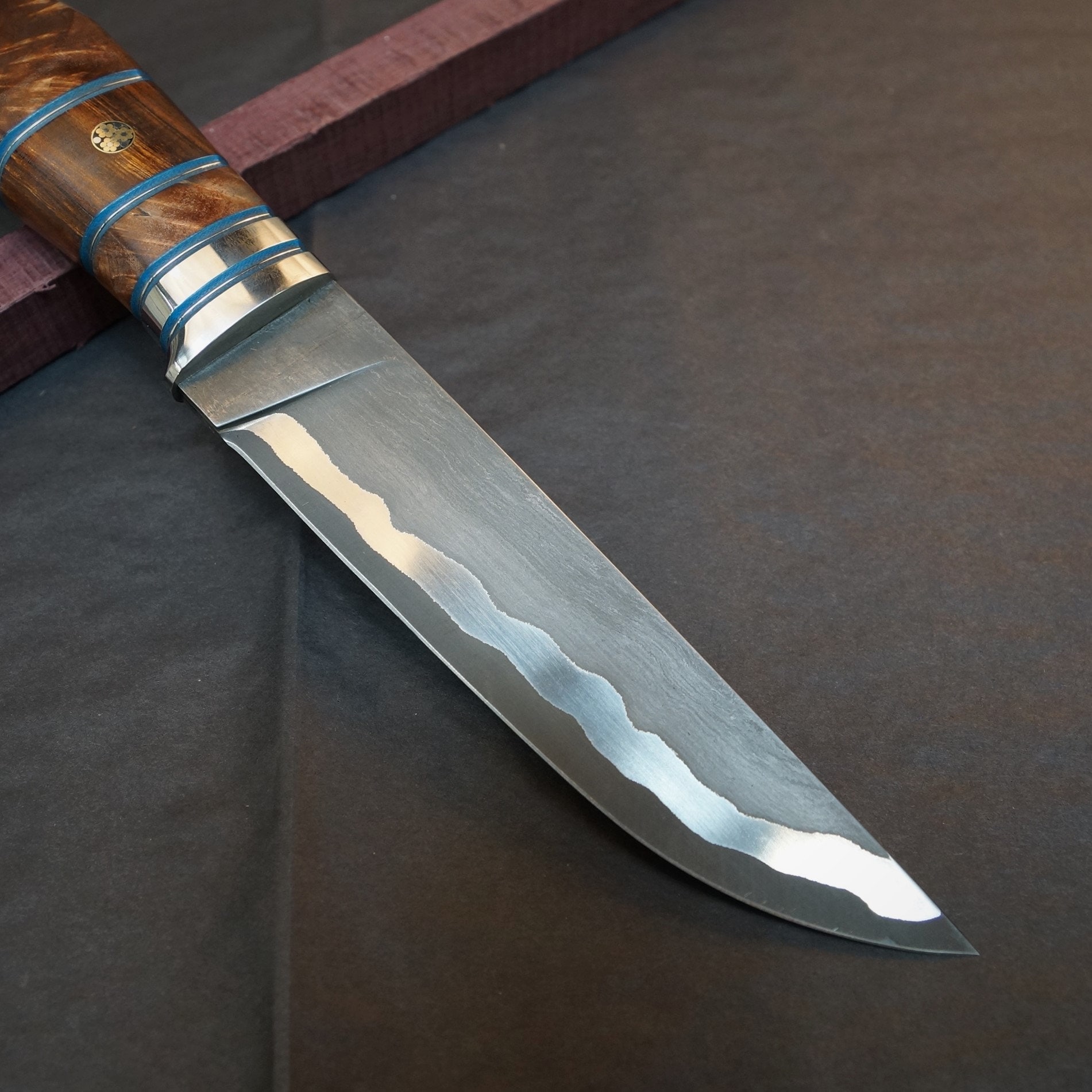 Knife Hunting San Mai Steel Fixed Blade Straight Back Knife Etsy