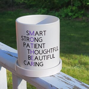 Mother Acronym Plant Pot - Mom Appreciation Plant Pot - Gift For Mom - 4 Inch Plant Pot With Tray - Mother&#39;s Day Planter - Crossword Pot