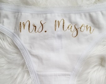 Mrs. Personalized Bride Panties - Customized With Name - Custom Gift for Bride - Bridal Underwear -Bachelorette Party Gift - Bridal Lingerie