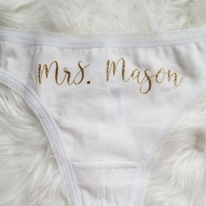 Mrs. Personalized Bride Panties - Customized With Name - Custom Gift for Bride - Bridal Underwear -Bachelorette Party Gift - Bridal Lingerie