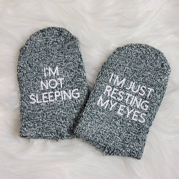 I'm Not Sleeping I'm Just Resting My Eyes Socks, Funny Women's Wool Socks, Mom Wife Sister Novelty Gift, Christmas Stocking Stuffer