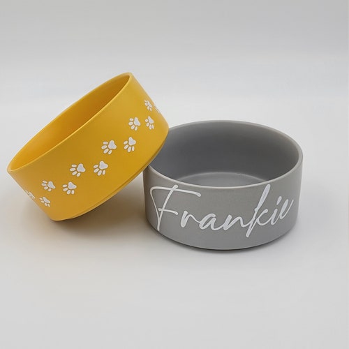Personalized Dog Bowl with Your Pet's Name, Custom Food & Water Bowl, Medium Ceramic Cat Food Bowl, 4 Cups Capacity, Pet Gift, ONE BOWL