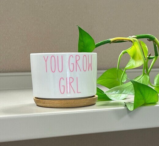 Funny Succulent Pots, Small Plant Pot With Bamboo Tray, Cute Coworker ...