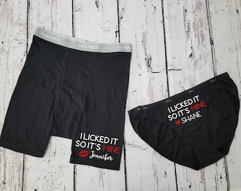 Personalized Matching Underwear Set for Couples - I Licked It So It's Mine - His & Hers - Couples Gift - Couples Underwear -Anniversary Gift