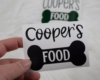 Dog Food Vinyl Decal, Personalized Pet Name Sticker, Custom Pet Food Container Label, Dog Bone, DIY Kitchen Organization Canister Labels