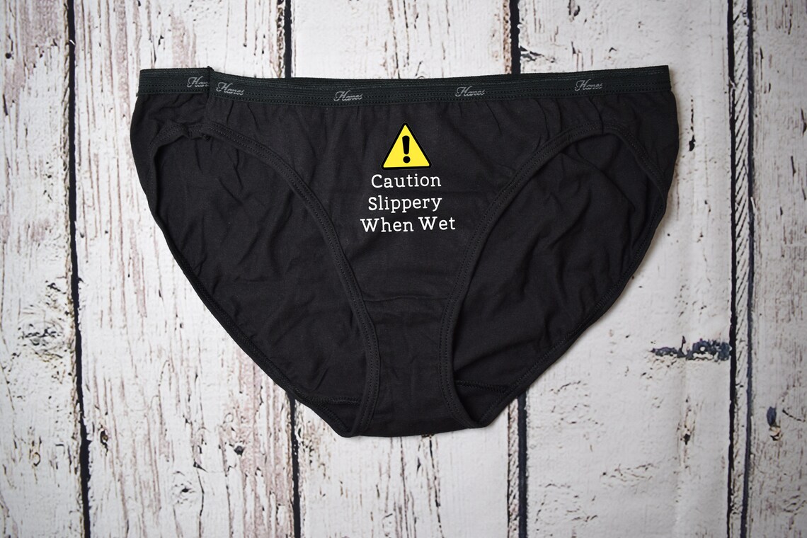 Caution Slippery When Wet Panties Funny Underwear - Etsy
