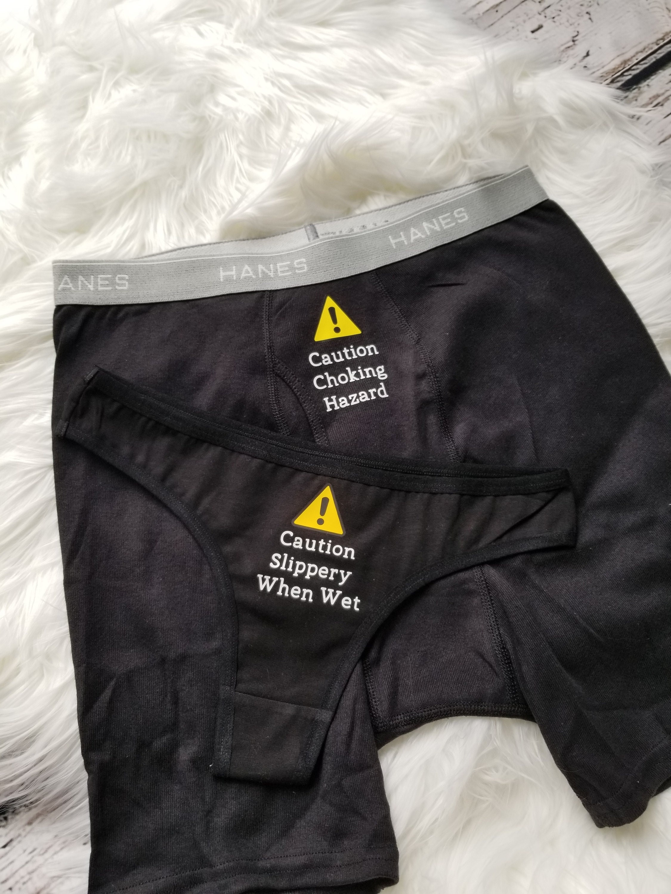 Matching Couples Underwear, Caution Slippery When Wet, Caution Choking  Hazard, His & Hers, Second Cotton Anniversary Gift, Novelty Gag Gift -   Canada