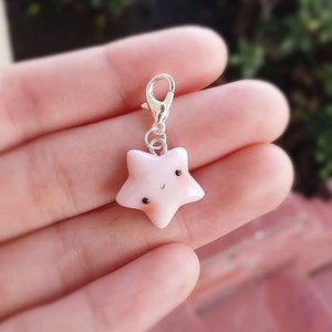 Kawaii Pastel Star Polymer Clay Charm Kawaii Star Blue Star Pink Star Yellow Star Purple Star Cell Phone Charms Planner Charm image 2