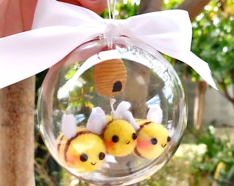 Biene Ornament - Hummel Ornament - Gefilztes Bienen Geschenk - Personalisieren Sie Ornamente - Thanksgiving - Große Kawaii Biene - Große gefilzte Biene - Familie