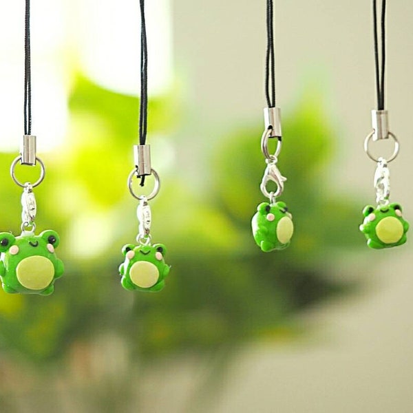 Kawaii Frog Charm - Cute Frog Stitch Marker - Cell Phone Charms - Planner Charm - Green Cute Frog - Animal Stitch Marker - Miniature Animal